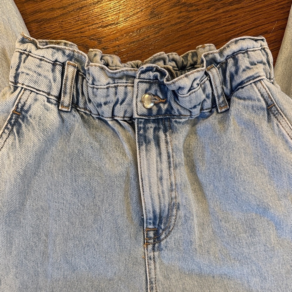 Zara Light Blue Ruffled Denim Pants